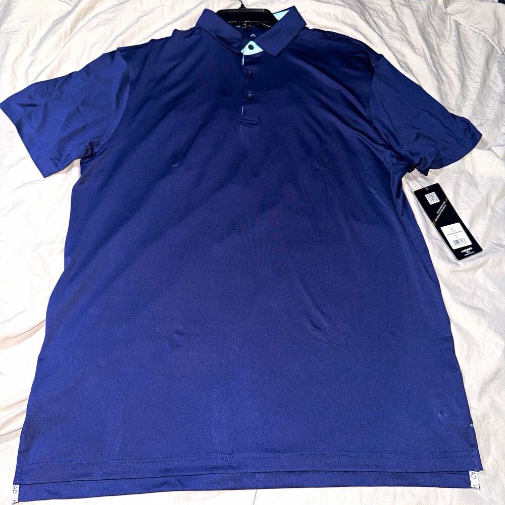HEAD Golf Moisture Wicking XL Blue Solid Men's Polo Golf Shirt Polyester